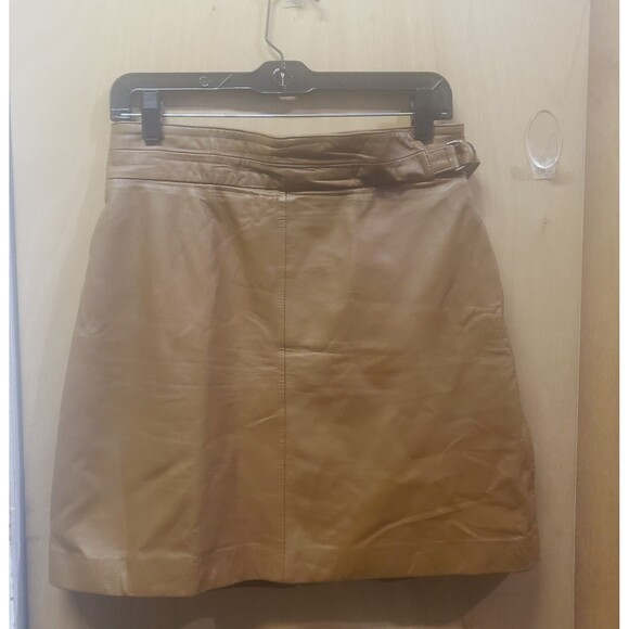 French Connection leather mini skirt carmel-colored Sz 8 III - Picture 1 of 5
